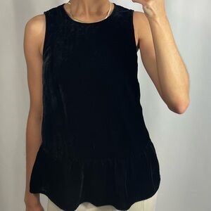 Black peplum J. Crew velvet top